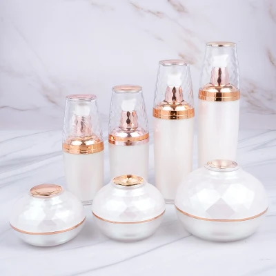 30g 50g 120g elegantes, ausgefallenes, rundes, weißes, leeres Cremetopf-Acryl-Kosmetikbehälter-Glas-Set